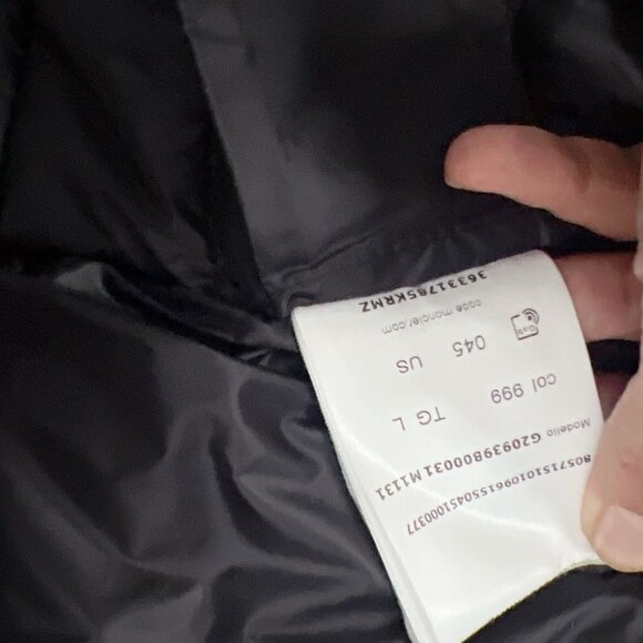 Moncler MAGLIONE Tricot Wool Knit & Quilted Down Cardigan Black Coat Women Large - Picture 11 of 11